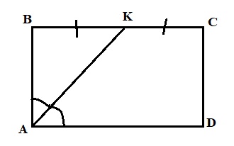 В прямоугольнике ABCD проведена биссектриса угла A